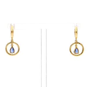 Boucles d'oreilles élégantes en pierre précieuse bleu poire - Boucles d'oreilles classiques pour cadeau de mariage - Product Image 5