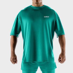 เสื้อยืดผ้าฝ้าย100% สำหรับผู้ชายทรงหลวมดีไซน์โอเวอร์ไซส์ลำลองพิมพ์ลายปักโลโก้คุณภาพสูง - Product Image 1