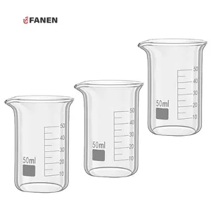 Fanen 50ml 실험실 내열성 붕규산 체적 비커 용 유리 제품 과학 비커