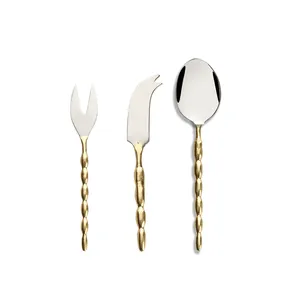 Vente en gros de 3 couteaux à fromage en acier inoxydable avec poignée Coffret cadeau en métal de qualité pour l'exportation - Product Image 4