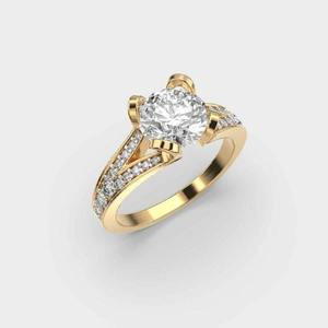 Anillo de Diamante Cultivado en Laboratorio con Banda Dividida y Piedra de Moissanita de Corte Redondo de 1.50 Quilates, Joyería Fina Original, Perfecto para Novias - Product Image 2