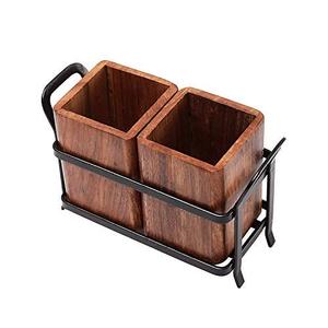 Premium Wine & Beer Caddy with Glass and Wooden Cutlery Holder <b>Kitchen</b> Tissue Paper Stand Multi-Use <b>Storage</b> Solution - Product Image 3