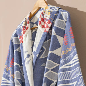 Albornoz XL unisex de algodón y lino tejido de secado rápido transpirable sólido todo el año ropa de dormir y salón modelo de verano ODM suministrado Turquía - Product Image 3