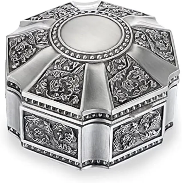 Own Design Metal Alloy Jewelry Box Bracelet Ring Organizer Storage Box Antique Makeup Kit Keepsake Box For Girls Women Gift