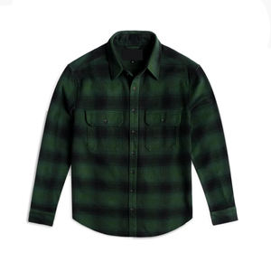 Men's Fashion <b>Button</b> Up Flannel <b>Shirts</b> Heavyweight Checked Plaid Breathable Curved Hem Full Sleeve Flannel <b>Shirt</b> - Product Image 1
