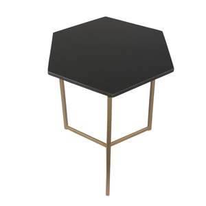 Hexa Shape Marble Iron Made With 3 Legs Center <b>Table</b> Home Office 16 X 16 X 20 Inches Black <b>Gold</b> 11 Original Indian Manufacture - Product Image 2