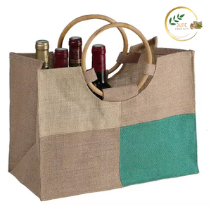Bolsas con cordón de vino de yute de arpillera Natural duraderas, venta al por mayor, embalaje de regalo reutilizable, opción económica a la venta - Product Image 2