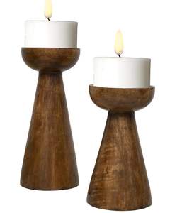 Portavelas de Madera, Portavelas de Madera Hechos a Mano para Sala de Estar, Centro de Mesa - Product Image 1