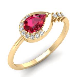 Anillos de Compromiso con Halo de Moissanita con Certificado GRA, Plata de Ley 925, Corte Pera, 0.75 Ct, Gema de Rubí, Joyería, Precio al por Mayor REYES - Product Image 2