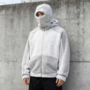 เสื้อแจ็กเก็ตมีซิปแบบสวมศีรษะสำหรับผู้ชายหน้ากากขนแกะหนาอบอุ่นสำหรับฤดูหนาว - Product Image 2