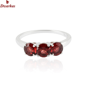 Luxury Exquisite Elegant 925 Sterling <b>Silver</b> <b>Garnet</b> Three Gemstone <b>Ring</b> Classic Style Fine Jewelry for Women for Parties - Product Image 3