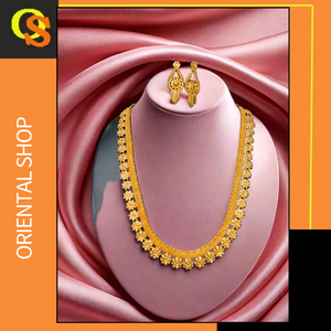 Les femmes portent collier boucles d'oreilles ensemble de bijoux par les exportateurs Ensemble collier boucles d'oreilles 22K plaqué or à la main - Product Image 2