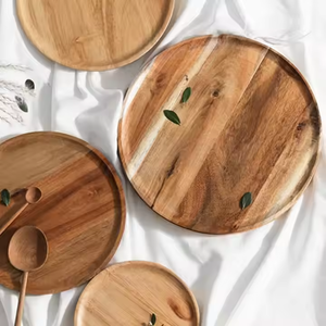 จานไม้ที่หรูหราทำด้วยมือทนทานและเป็นมิตรกับสิ่งแวดล้อมสำหรับการรับประทานอาหารที่จำเป็นโดยงานฝีมือรูปพระจันทร์เสี้ยว - Product Image 4