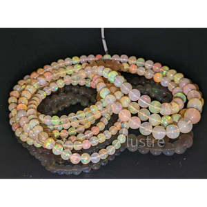 Cuentas de Ópalo de Fuego Welo Etíope 100% Natural, Cuentas de Cristal Sueltas Redondas y Lisas con Base Amarilla - Product Image 2