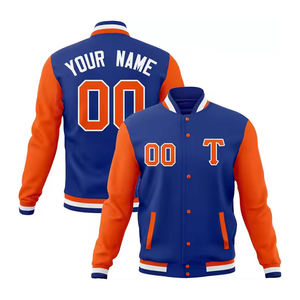 Veste universitaire pour hommes multicolore au design vierge OEM Logo personnalisé Tissu respirant Coupe régulière Veste de baseball à col roulé pour hommes - Product Image 1