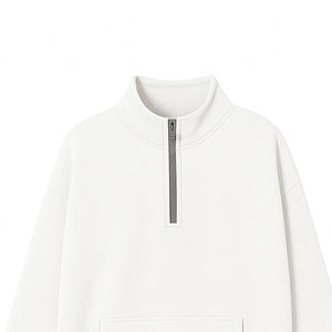 Sudadera con capucha vintage blanca personalizada de forro polar transpirable de talla grande con media cremallera para mujer, cómoda y de estilo deportivo. - Product Image 2