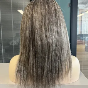 F867776 weiße haarperücke frauenperücken vollspitzenperücke schwarz mit grausem haar swss spitze 100 % echthaar 14 zoll auf lager rascher versand