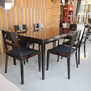 Ensemble de salle à manger moderne et durable en bois, 5 pièces, table rectangulaire et chaises, design minimaliste pour la maison et l'hôtel - Product Image 1