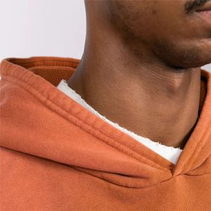 Sudadera con capucha lavada de alta calidad de algodón 100% de peso pesado Sudadera con capucha de moda de calle alta - Product Image 3