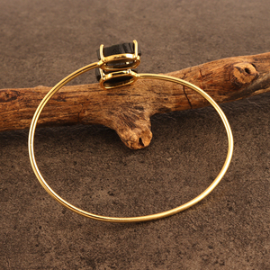 Bracelet double pierre de naissance en tourmaline brute Offre Spéciale naturelle, plaqué or, réglage de la broche, manchette réglable, bijoux - Product Image 5