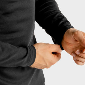 T-shirts de sport à manches longues pour hommes, vêtements de sport personnalisés de haute qualité, demi-fermeture éclair, col haut, séchage rapide, coupe musculaire pour hommes - Product Image 4