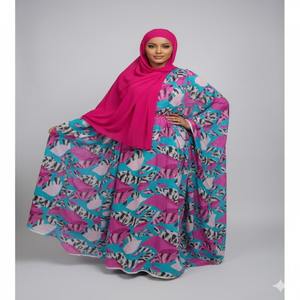 Soldes d'été : Robe de luxe somalienne en jacquard slub, imprimé floral géométrique abstrait à contraste élevé pour filles - Product Image 1