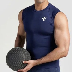 Camiseta sin mangas de compresión personalizada para hombre, ropa deportiva para gimnasio y entrenamiento, chalecos de algodón Spandex sin costuras al por mayor con mangas de malla - Product Image 6