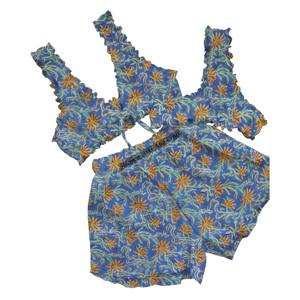 Conjunto de Pijama de 3 Piezas para Mujer, Fabricación Directa de Fábrica, Estampado en Bloques, Conjunto de Brasier, Panty y Shorts, Ropa Interior Sexy para Dormir - Product Image 4