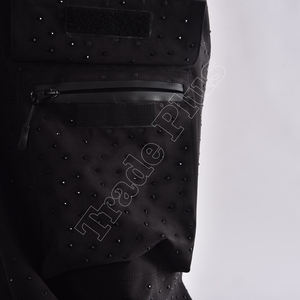 Pantalon de neige baggy noir avec strass sur toute la surface pantalon de ski imperméable avec poches cargo et taille élastiquée vente en gros - Product Image 6