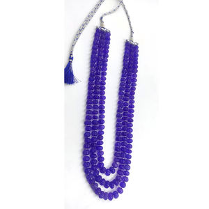 Iolite Color cuarzo 10-12mm calabaza piedra preciosa cuentas lisas collar longitud 22 pulgadas 4 capas cuarzo melón cuentas Vintage collar - Product Image 4