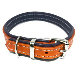 Accesorios para perros de alta calidad, precio al por mayor, collar de perro de cuero elegante en 3 colores vibrantes con acolchado suave y costuras en contraste - Product Image 1