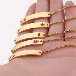 Trendy armbanden van roestvrij staal met spiegelpolijsting, gegraveerd logo, holle ster, olifant, boom, gebogen lange staafbedel, geschikt als cadeau - Product Image 4