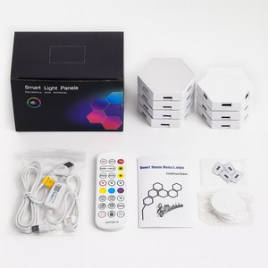 Nuova <span class=keywords><strong>luce</strong></span> RGB lampade esagonali a LED illuminazione modulare decorazione creativa da parete lampada da parete a LED <span class=keywords><strong>luce</strong></span> notturna - Product Image 6