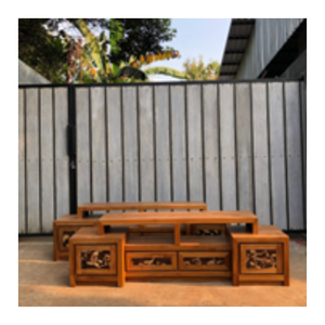 ตู้วางทีวีไม้สักโบราณ ตู้โชว์สไตล์เรโทร ตู้เก็บของห้องนั่งเล่น - Product Image 5