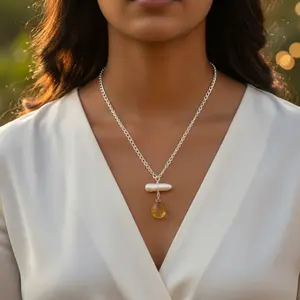 Collar con Colgante de Gota de Agua Chapado en Rodio para Mujer - Product Image 2