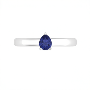 Anello di Fidanzamento Classico con Tanzanite Naturale Taglio a Pera 0,26ct in Argento Sterling 925 - Product Image 2