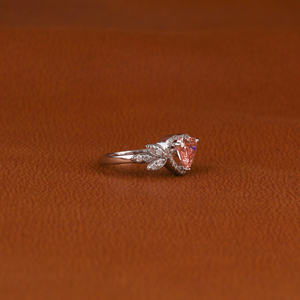 Anillo de corte en forma de corazón de diamante cultivado en laboratorio personalizado de lujo 18K chapado en oro blanco sólido compromiso mujeres-Anillo de corte en forma de corazón rosa - Product Image 5