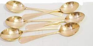 Ensemble de 4 cuillères à café soleil en laiton massif à poignée déchirée Ensembles de petites cuillères à café Utilise un restaurant Home Party à faible coût par HF CRAFT - Product Image 2