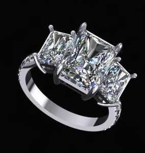 แหวนเปล่งประกายปรับแต่ง3กะรัต VVS1เพชรที่ผ่านการรับรองจาก D IGI พร้อมสายคาดสุดหรูประดับเพชรขนาดเล็กด้านข้าง - Product Image 1