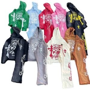 Streetwear nouvelle mode OEM personnalisé ensemble d'impression numérique survêtement vintage délavé à l'acide et délavé au soleil pour hommes - Product Image 2