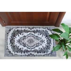 Tapis médaillon noir : style ethnique persan, tapis antidérapant, tapis à poils doux - Product Image 5