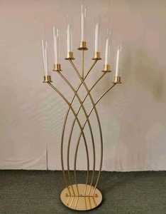 Hanukkah Laiton Menorah Bougeoir Table Pièce Maîtresse 7 Bougeoirs pour Décoration Intérieure, Mariage, Église, Diwali Décoration - Product Image 1