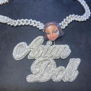 BIGJ personalizado 14K oro sólido letra Hip Hop colgante VVS claridad Baguette corte diamante helado colgante para hombres-para fiestas - Product Image 6