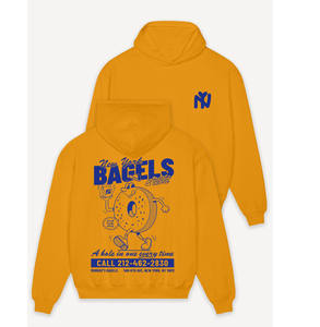 Sudadera con capucha de algodón de gran tamaño personalizada sudadera naranja New York Bagel Sudadera con capucha pesada de gran tamaño - Product Image 1