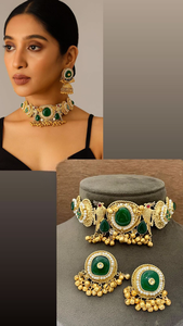 Ensemble ras du cou Amrapali de qualité supérieure pour femmes Appel royal parfait pour les mariages, occasions spéciales tour de cou de luxe avec boucles d'oreilles - Product Image 3