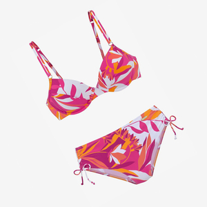 Conjunto de Bikini Triangular de Moda para Mujer, Color Rosa, Logotipo Personalizado al por Mayor, Bikini Sexy con Push-Up, Bikini Bandeau, Conjunto de Bikini con Estampado Floral Más Vendido - Product Image 1