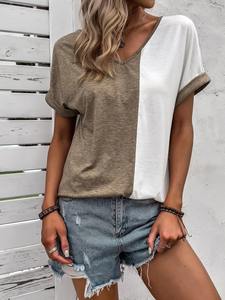 Camiseta lisa de algodón personalizada OEM al por mayor moda de verano elegante con media manga holgada y estampado en color sólido - Product Image 6