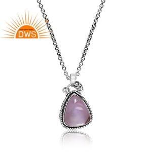 Último diseño de plata esterlina oxidada, collar con colgante de piedras preciosas de amatista Rosa Natural, joyería personalizada para mujer, regalo para ella - Product Image 3