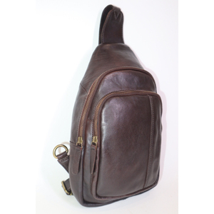 Sac de poitrine minimaliste en cuir véritable, sac à bandoulière, fermeture à glissière, imperméable, usage quotidien, toutes saisons, pour homme - Product Image 1