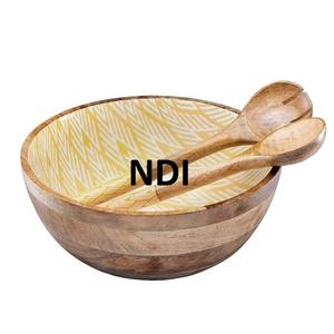 Bol en bois rustique de vente chaude pour servir de la salade pour le stockage des aliments dans la maison ou l'hôtel Vaisselle Accessoires de décoration - Product Image 1